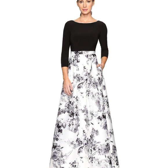Adrianna Papell Dresses & Skirts - Adrianna Papell Black White Mikado Gown Sz 10 New